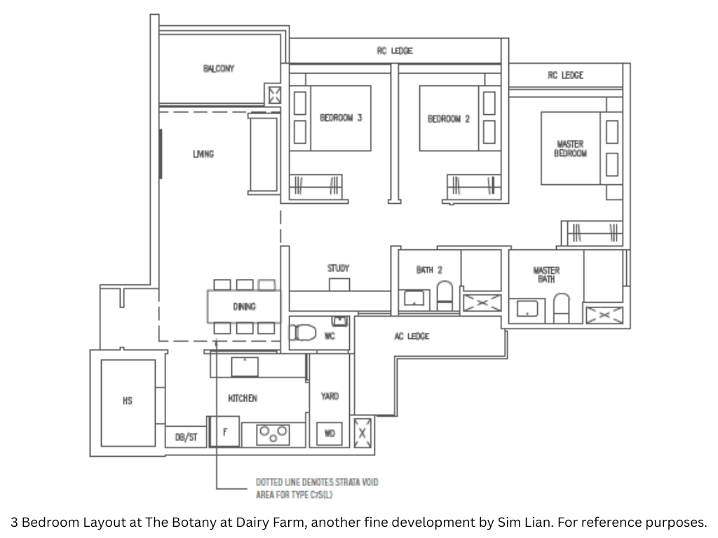 3 Bedroom floor plan layout — reference image, subject to change