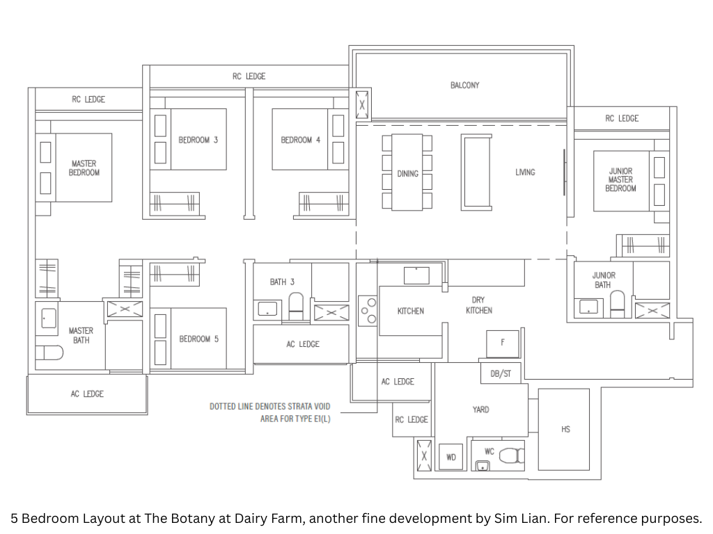 5 Bedroom floor plan layout — reference image, subject to change